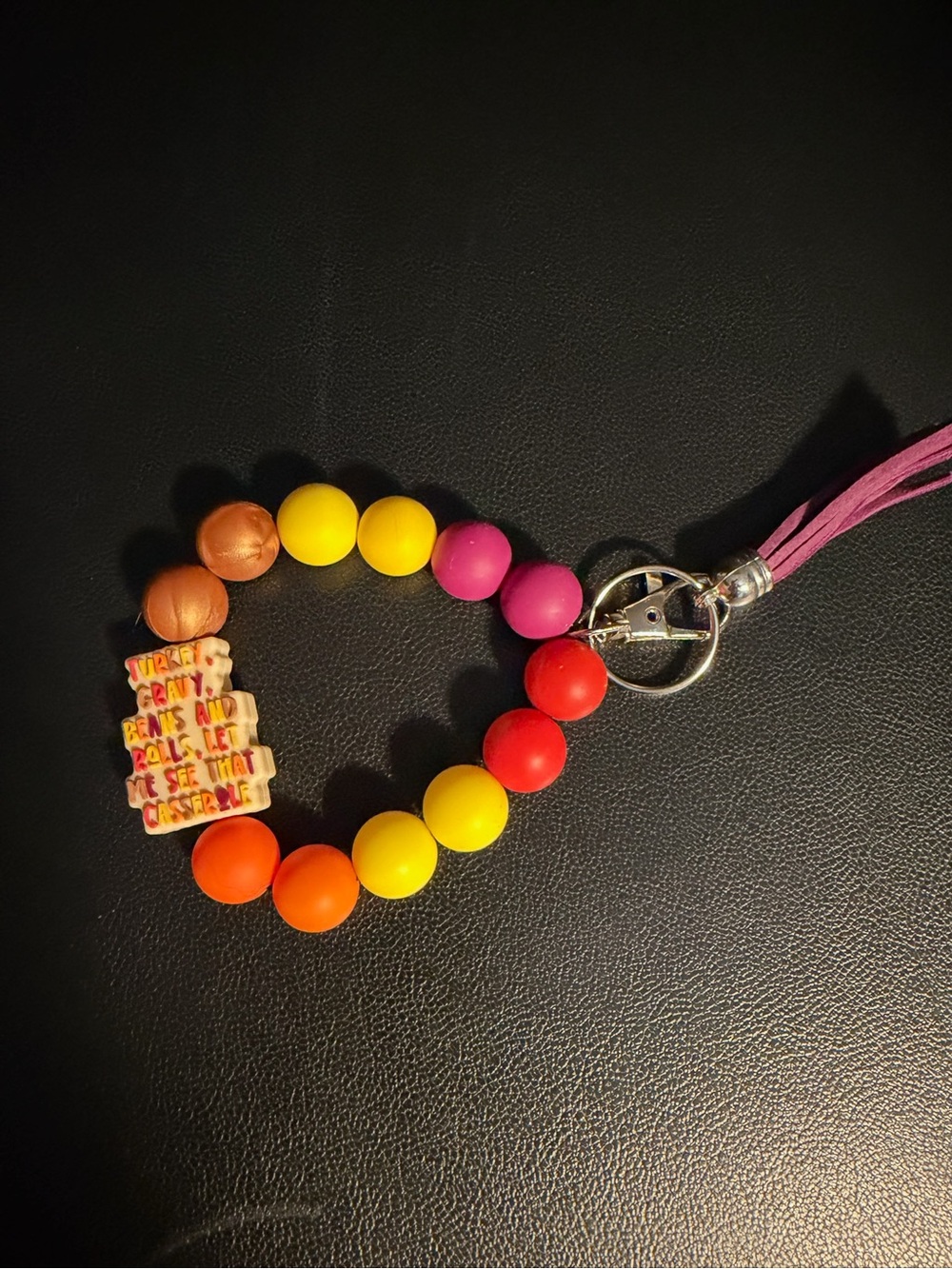 Colorful Beaded Key & Card Holder Wristlet - Multicolor
